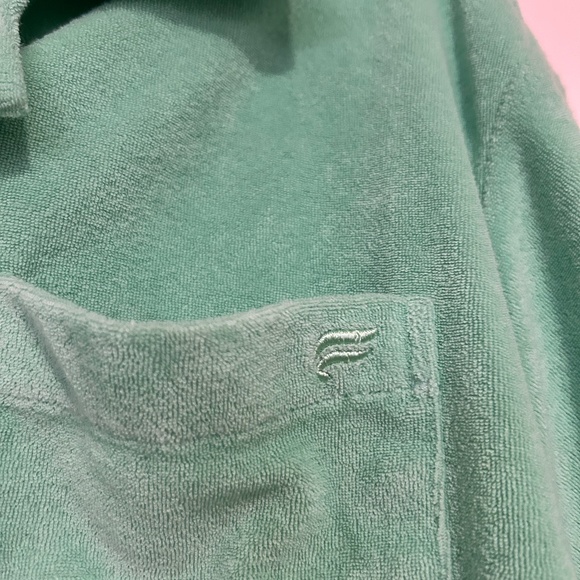 Fabletics Green Terrycloth Boxy Button Down Shirt Size M Athleisure ~ Colorful! - Picture 4 of 5
